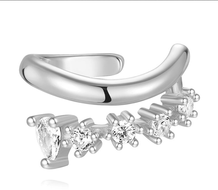 Silver Marquise Diamond Stud Earrings Clips with Evil Eye Design, Versatile Jewelry