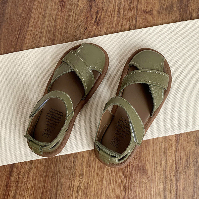 Flat Heeled Toe-Covered Sandals for Women, Casual Shoes
