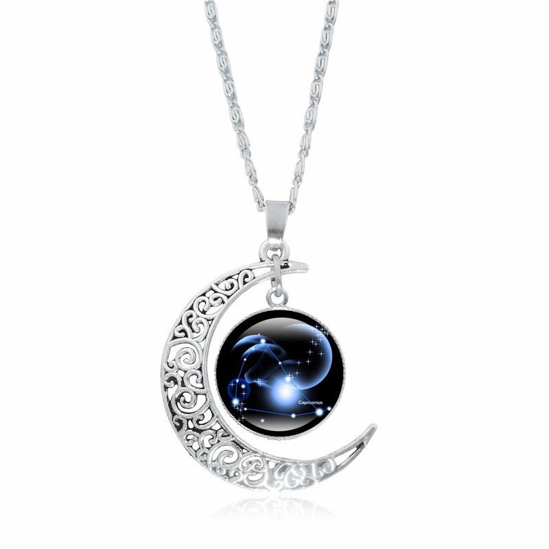 Zodiac Time Gem Luminous Necklace for Women