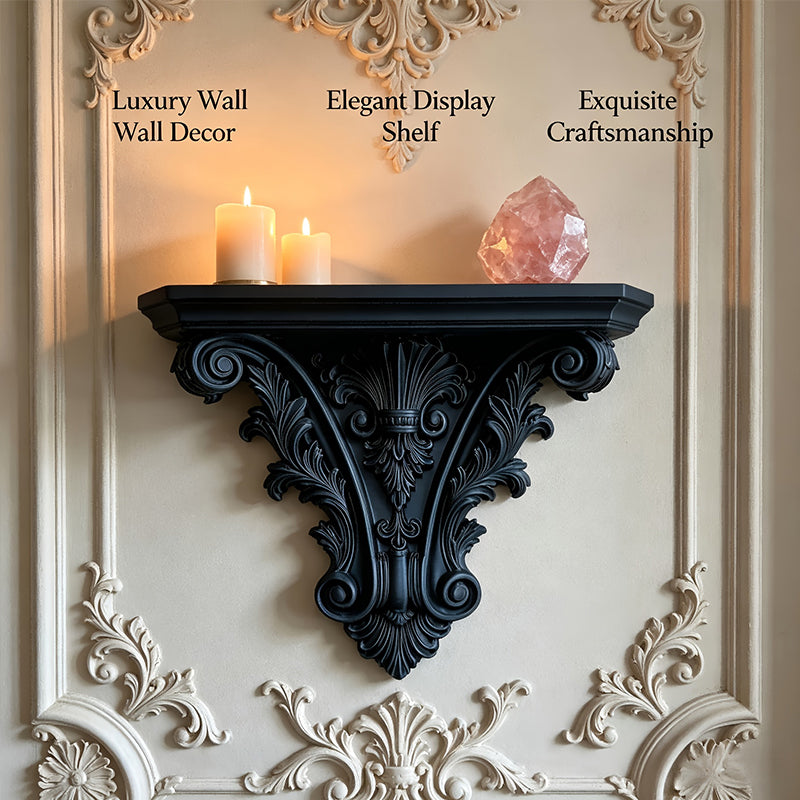 B***3D Printed Gothic Floating Shelf, Creative Carved Wall Decor, Retro Plant Display Stand for Living Room & Indoor Decor