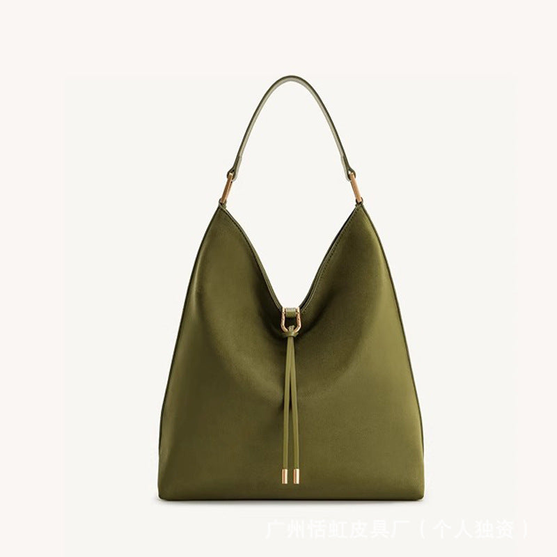 Suede Tote Bag for Women, Large Capacity Commute Crossbody Bucket Bag