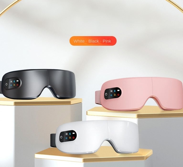 Eye Massage Device with Heat Therapy and Vibration, Foldable Rechargeable Eye Mask for Home Use