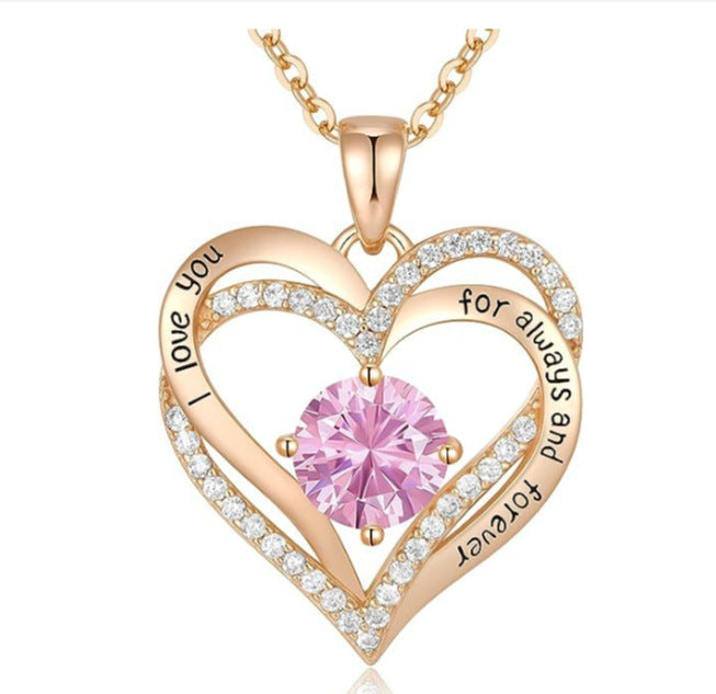 Fashionable Rose Gold and Silver Color Pendant Necklace for Women, Elegant OL Style, High-End Personalized Jewelry