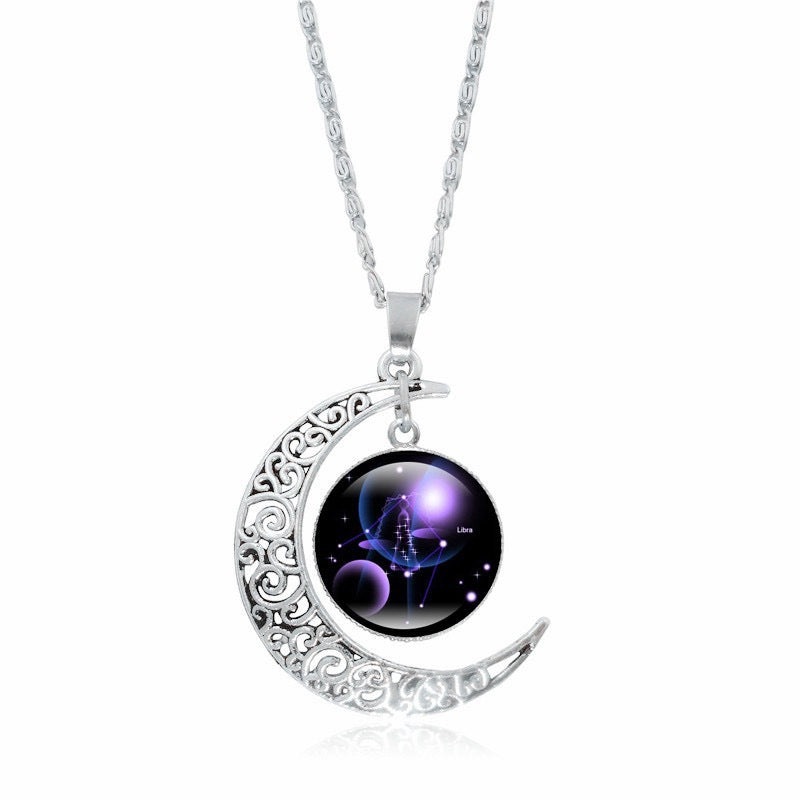 Zodiac Time Gem Luminous Necklace for Women