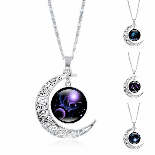 Zodiac Time Gem Luminous Necklace for Women