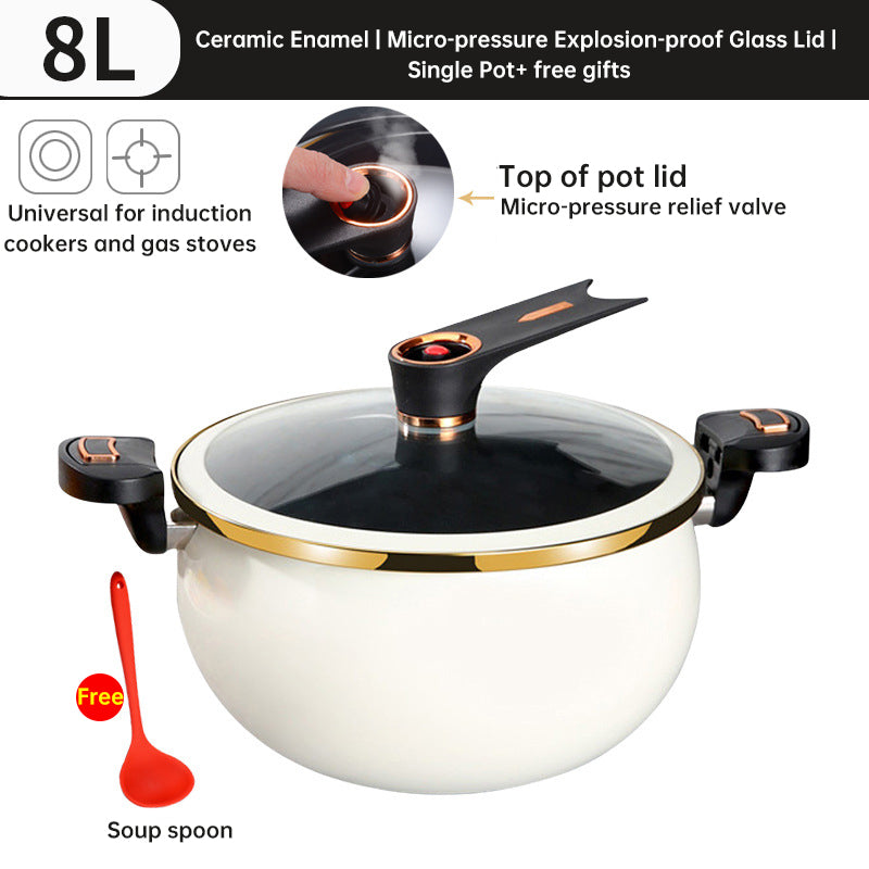 Modern 7L Micro-Pressure Soup Pot - 27cm Non-Stick Stewing Casserole, Includes Spoon, Safe for Induction & Gas Cooking