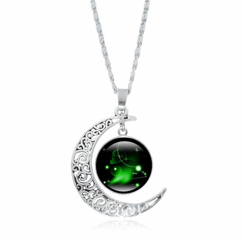 Zodiac Time Gem Luminous Necklace for Women