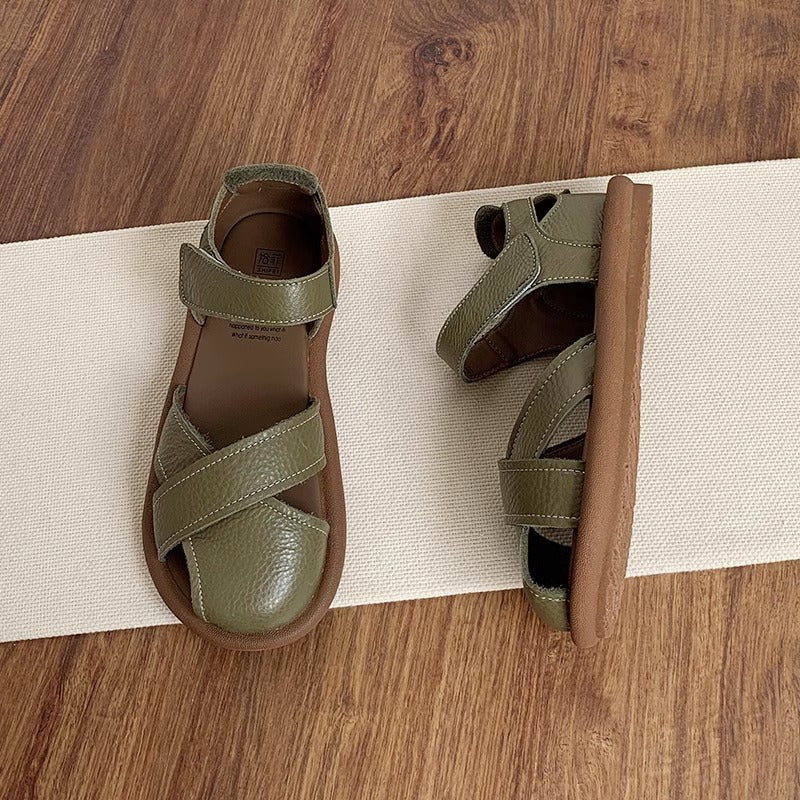 Flat Heeled Toe-Covered Sandals for Women, Casual Shoes