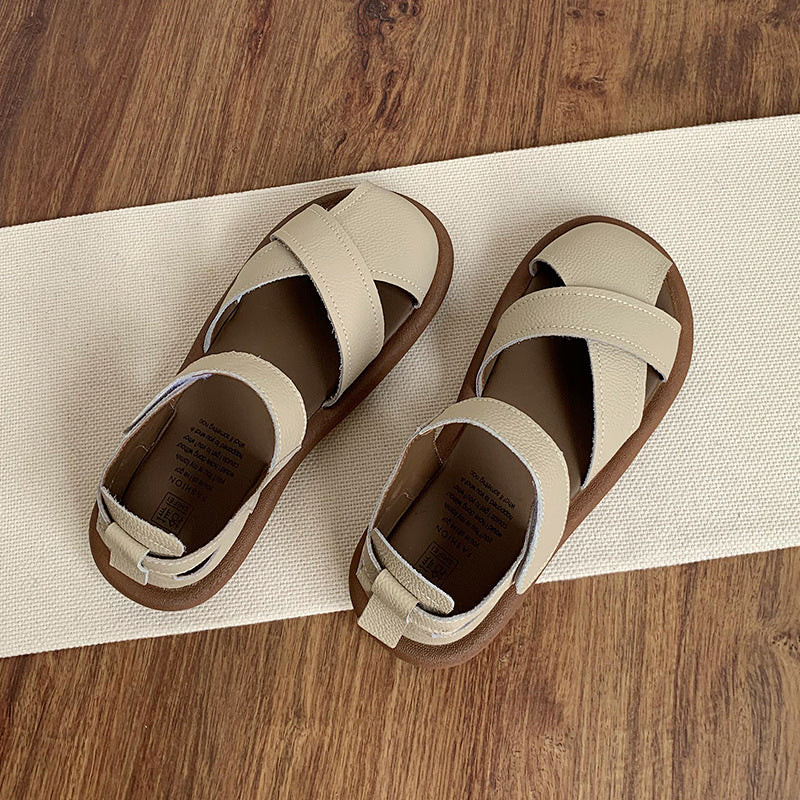 Flat Heeled Toe-Covered Sandals for Women, Casual Shoes