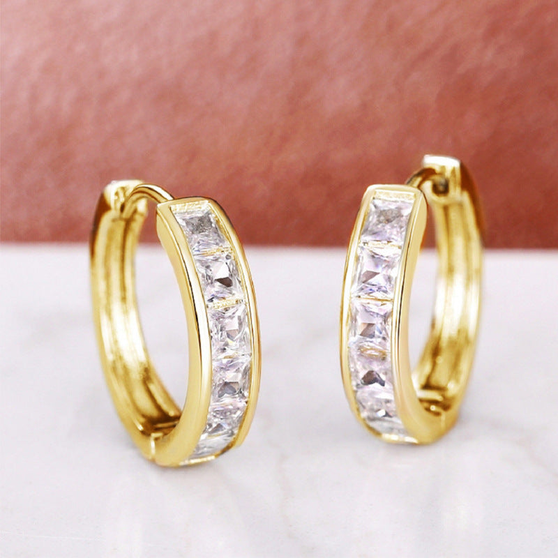 Chic Copper Stud Earrings with Sparkling Finish, Lightweight Luxury Ear Jewelry