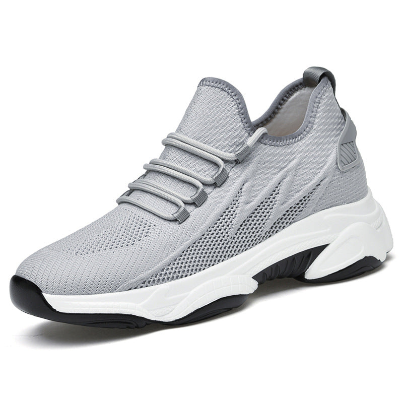 Tie-up Height-Increasing Shoes for Men, Breathable Mesh Casual Dad Shoes