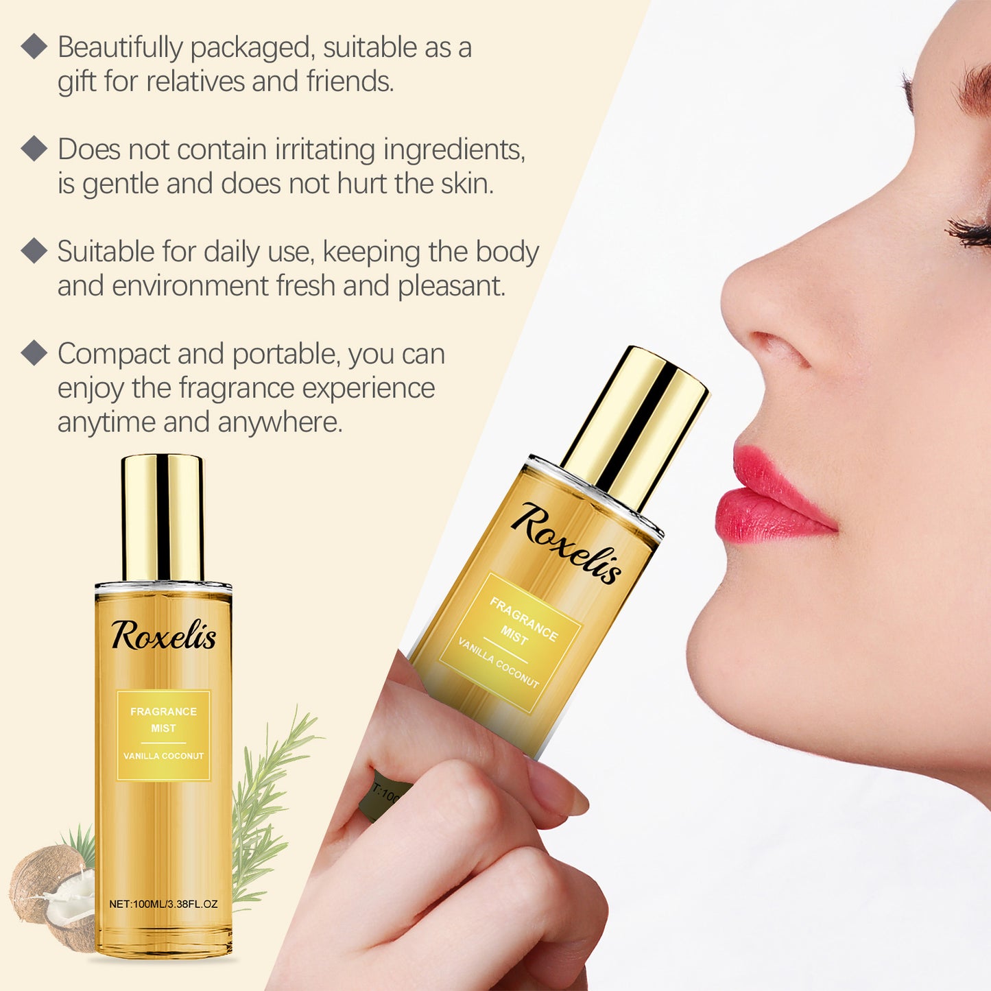 Vanilla Coconut Long Lasting Fragrance Refreshing Body Spray
