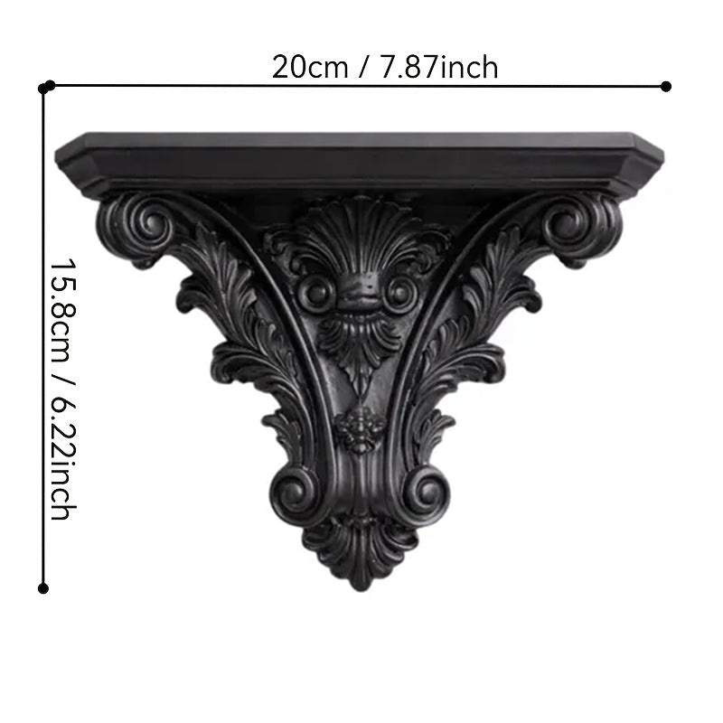 B***3D Printed Gothic Floating Shelf, Creative Carved Wall Decor, Retro Plant Display Stand for Living Room & Indoor Decor