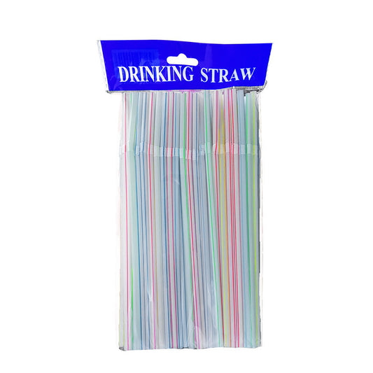 Flexible Colorful Plastic Straws 100-Pack, Bendable Extra Long