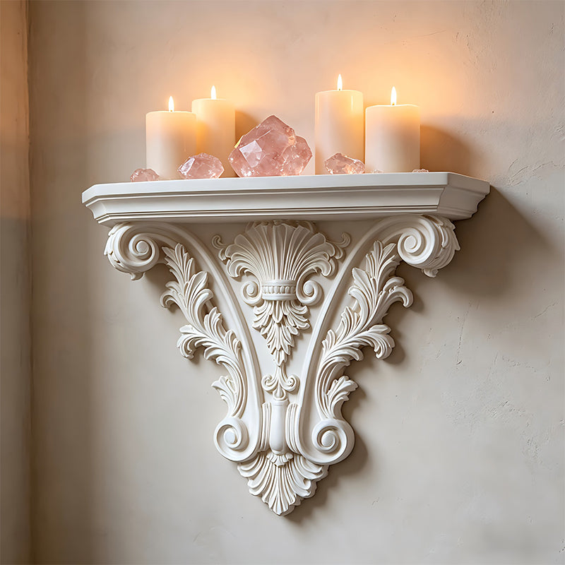 B***3D Printed Gothic Floating Shelf, Creative Carved Wall Decor, Retro Plant Display Stand for Living Room & Indoor Decor