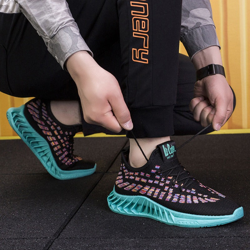 Men's Flying Weave Breathable Casual Shoes Korean Edition Trendy Running Shoes Fashion Student Shoes Sports Shoes