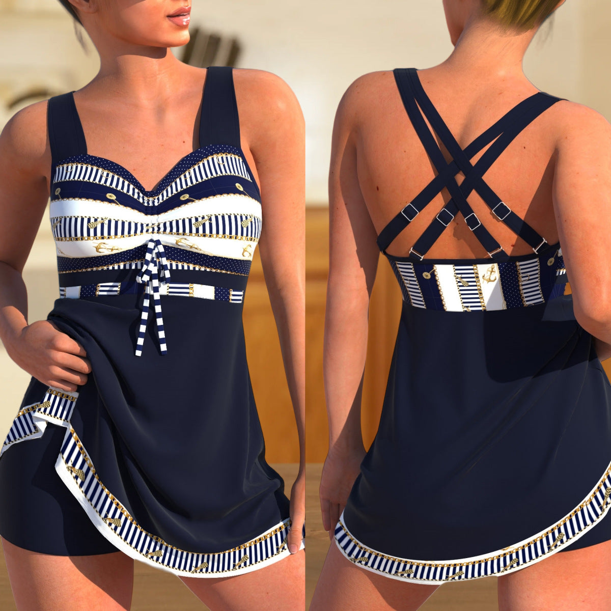 Women's Two-Piece Large-Size Bathing Suit
