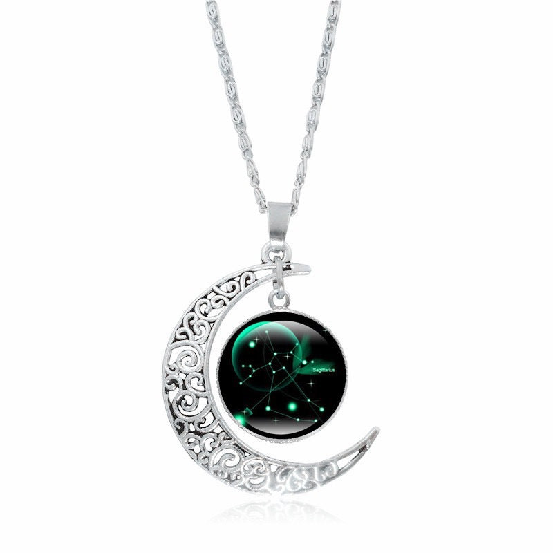 Zodiac Time Gem Luminous Necklace for Women