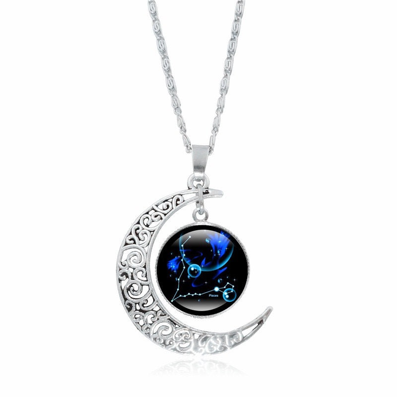 Zodiac Time Gem Luminous Necklace for Women