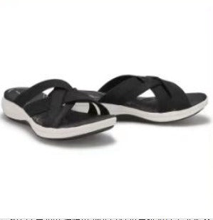Women's Shoes Summer Slope Heel Fly Weave Cross Over Sandals European and American Large Round Toe Slippers Women