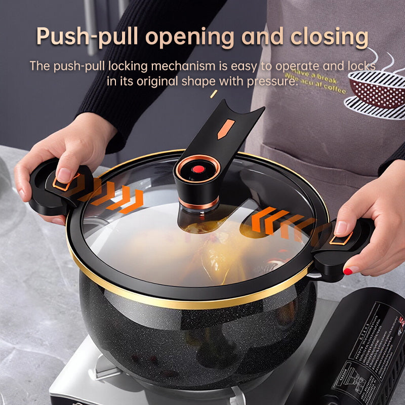 Modern 7L Micro-Pressure Soup Pot - 27cm Non-Stick Stewing Casserole, Includes Spoon, Safe for Induction & Gas Cooking