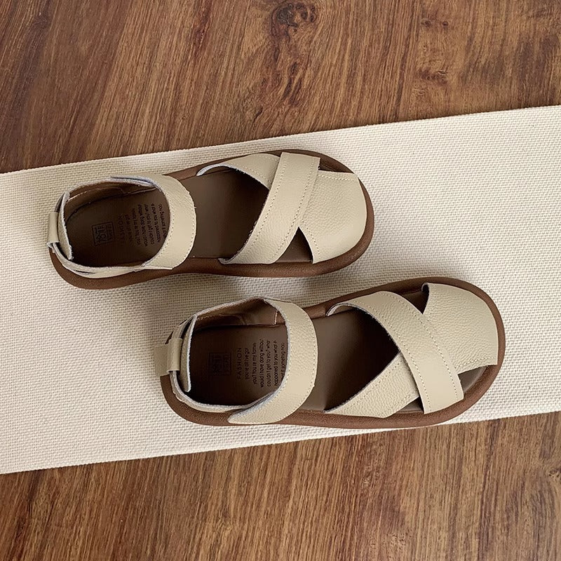 Flat Heeled Toe-Covered Sandals for Women, Casual Shoes