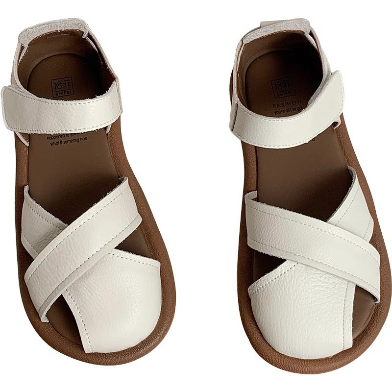Flat Heeled Toe-Covered Sandals for Women, Casual Shoes