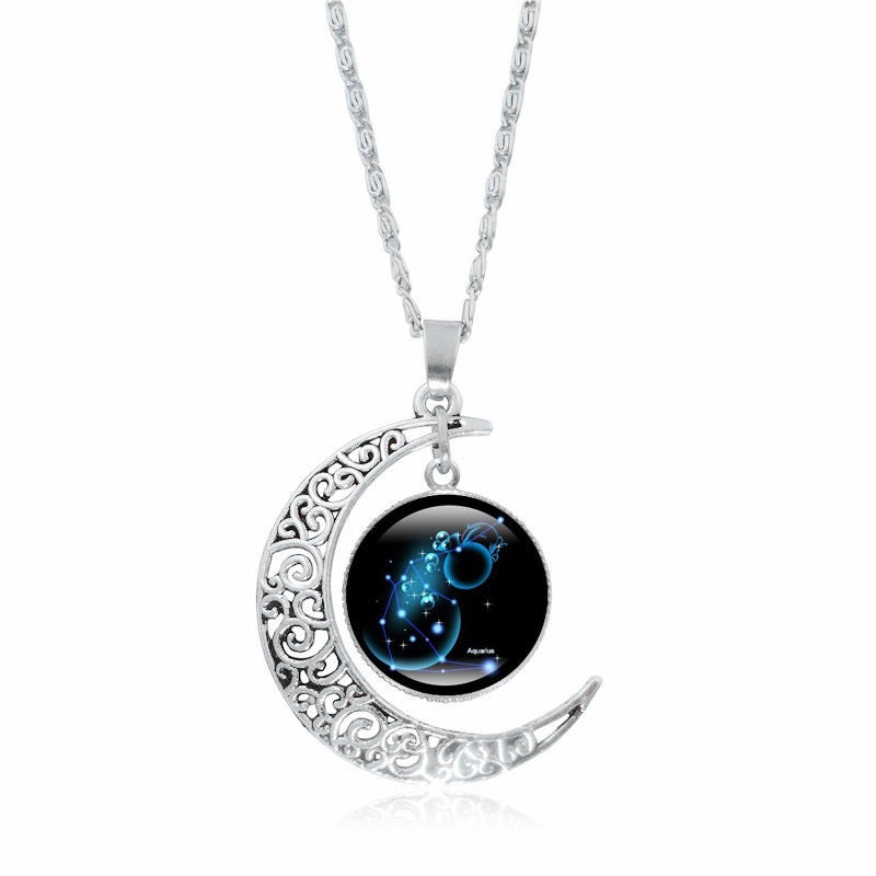 Zodiac Time Gem Luminous Necklace for Women
